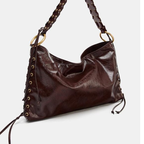 ZARA EYELET SHOULDER BAG - Picture 1 of 8